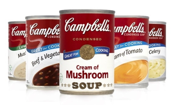 Cans of Campbell's condensed soup 