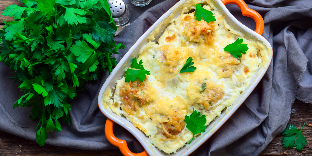 Cheesy chicken potato casserole with chicken soup