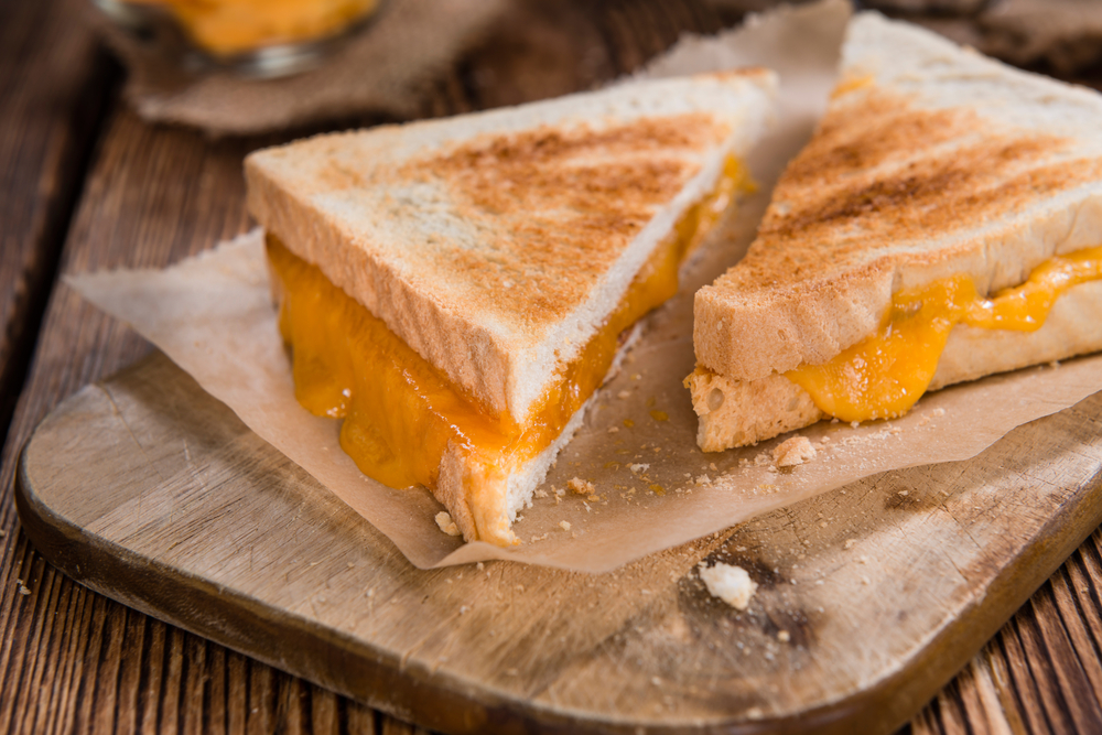 Cheese,Sandwich,(selective,Focus),On,Vintage,Wooden,Background