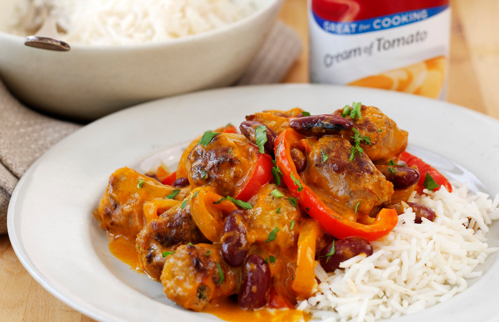 Sausage Meatball Goulash with Rice