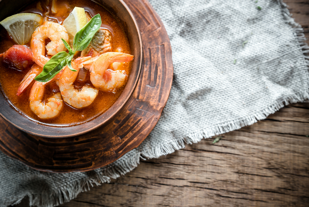 Bowl of shrimp soup