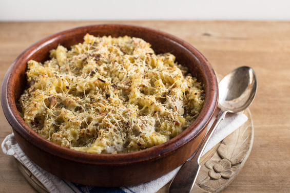 Turkey, sage and onion pasta bake