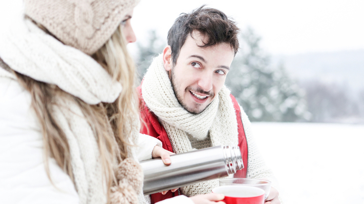 Thermos of warming soup on the go