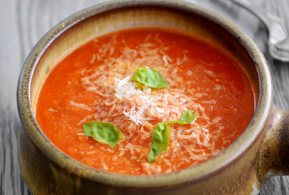 Melted Cheese on tomato Soup