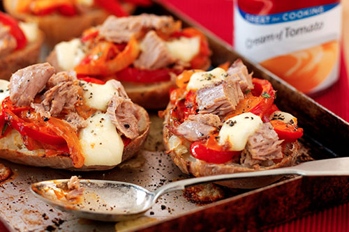 Baked Potato and Tuna Peperonata with Melting Cheese